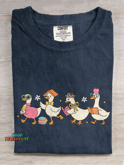 Back To School Goose Casual Print T-shirt
