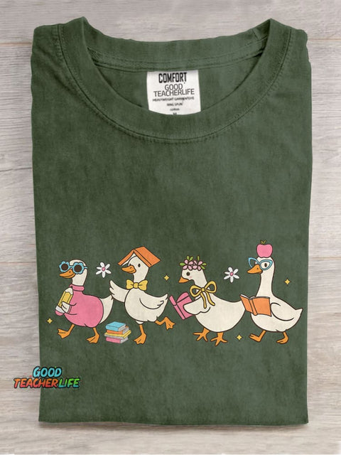 Back To School Goose Casual Print T-shirt