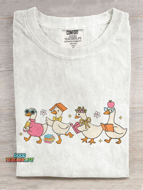 Back To School Goose Casual Print T-shirt