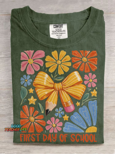 First Day of School Coquette Casual Print T-shirt