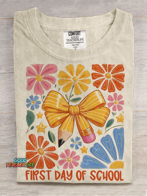 First Day of School Coquette Casual Print T-shirt