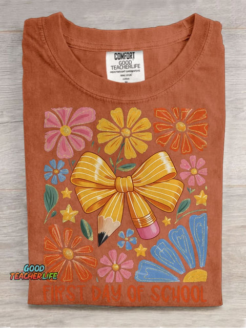 First Day of School Coquette Casual Print T-shirt