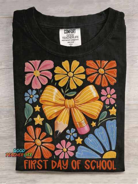 First Day of School Coquette Casual Print T-shirt
