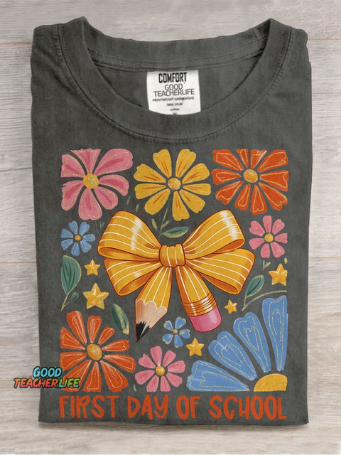 First Day of School Coquette Casual Print T-shirt