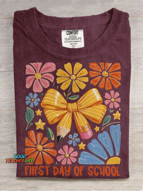 First Day of School Coquette Casual Print T-shirt