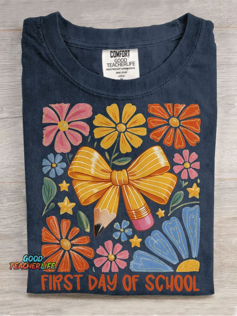 First Day of School Coquette Casual Print T-shirt