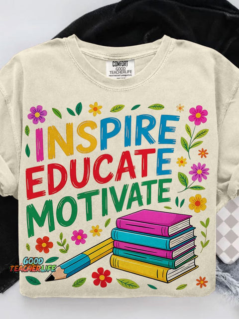 Teach Love Inspire Casual Print T-shirt