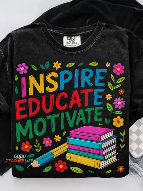 Teach Love Inspire Casual Print T-shirt
