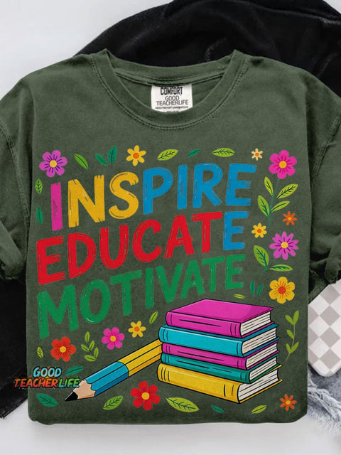 Teach Love Inspire Casual Print T-shirt