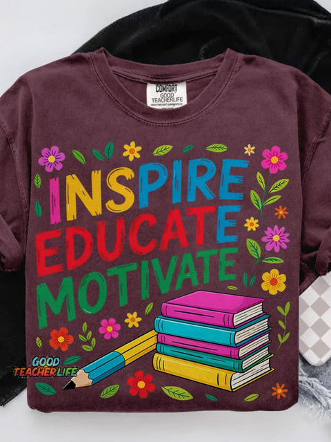 Teach Love Inspire Casual Print T-shirt