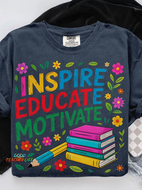 Teach Love Inspire Casual Print T-shirt