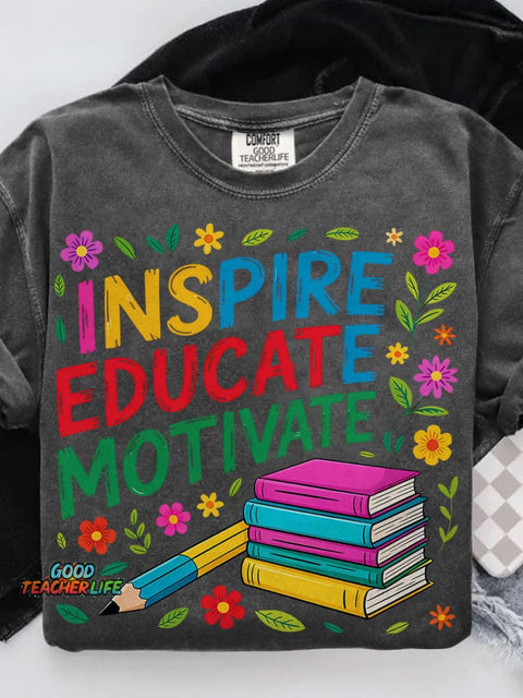 Teach Love Inspire Casual Print T-shirt