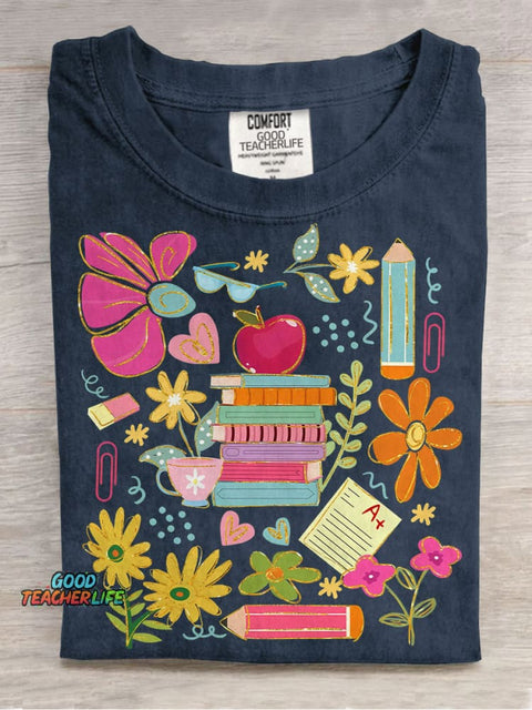 Preppy Teacher Appreciation Casual Print T-shirt