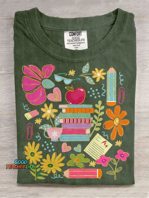 Preppy Teacher Appreciation Casual Print T-shirt