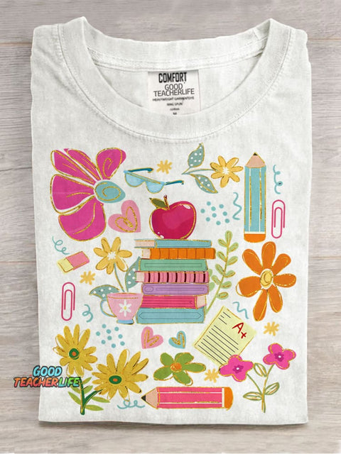 Preppy Teacher Appreciation Casual Print T-shirt
