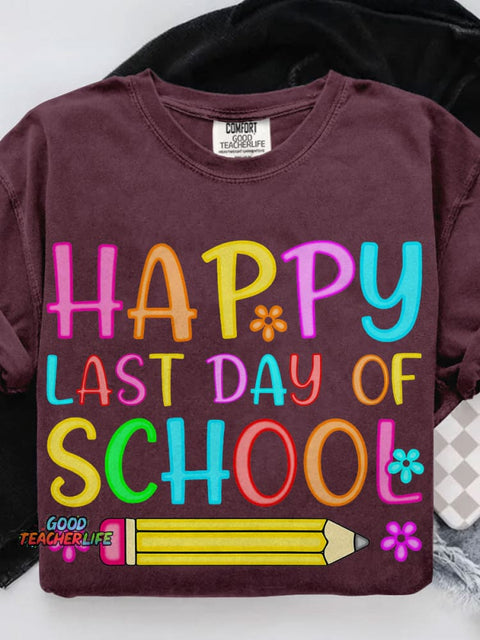Preppy Last Day of School Casual Print T-shirt