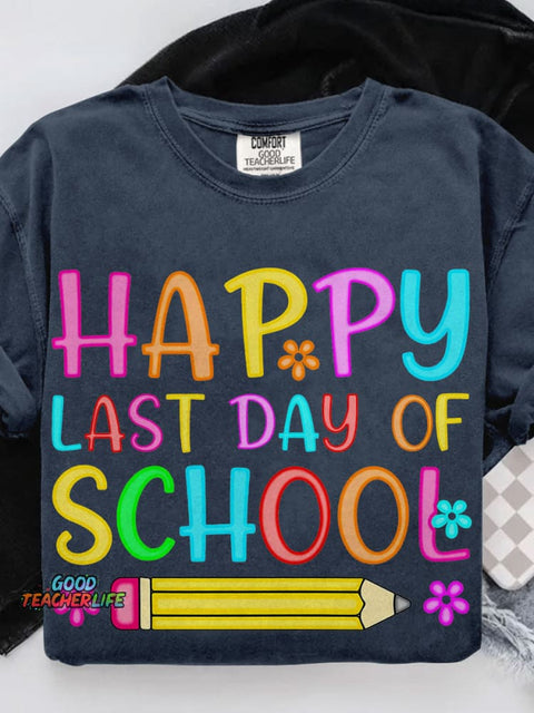 Preppy Last Day of School Casual Print T-shirt
