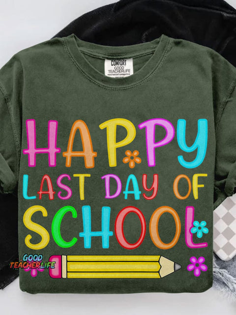 Preppy Last Day of School Casual Print T-shirt