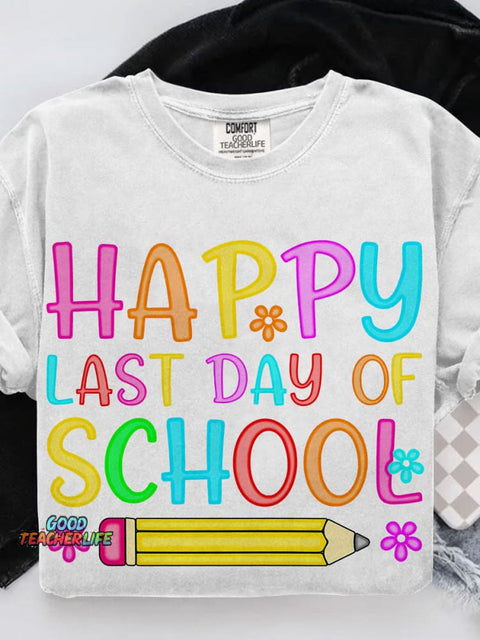 Preppy Last Day of School Casual Print T-shirt