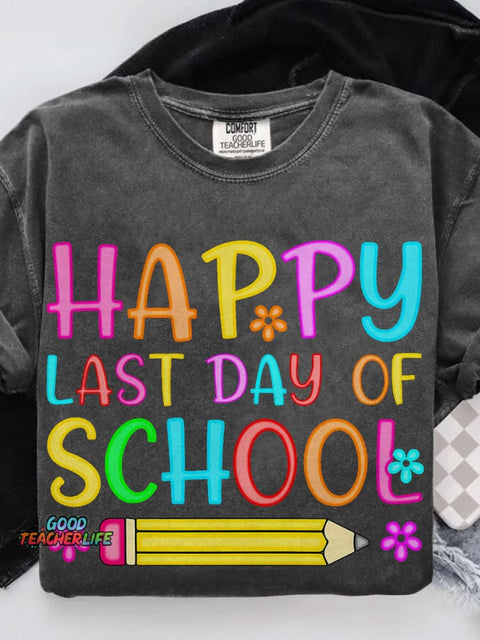 Preppy Last Day of School Casual Print T-shirt