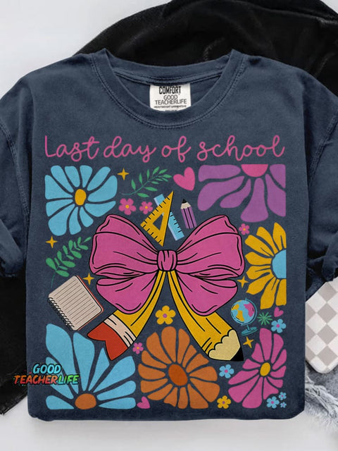 Last Day of School Casual Print T-shirt