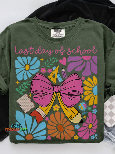 Last Day of School Casual Print T-shirt