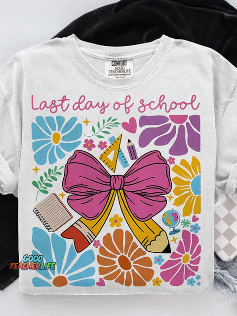 Last Day of School Casual Print T-shirt