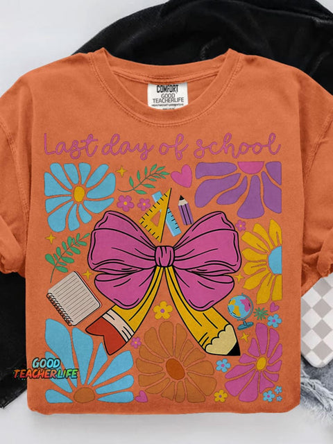 Last Day of School Casual Print T-shirt