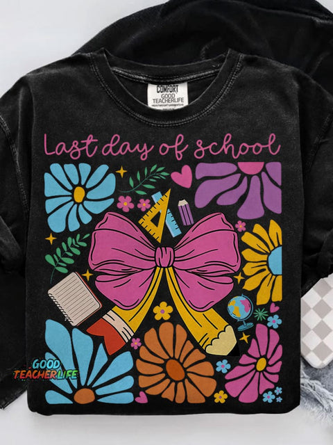 Last Day of School Casual Print T-shirt
