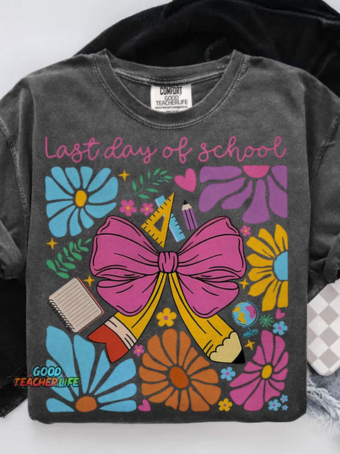 Last Day of School Casual Print T-shirt
