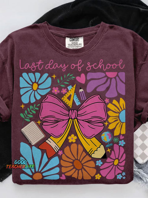 Last Day of School Casual Print T-shirt