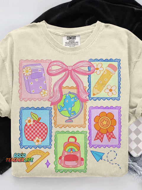 Back To School Coquette Casual Print T-shirt