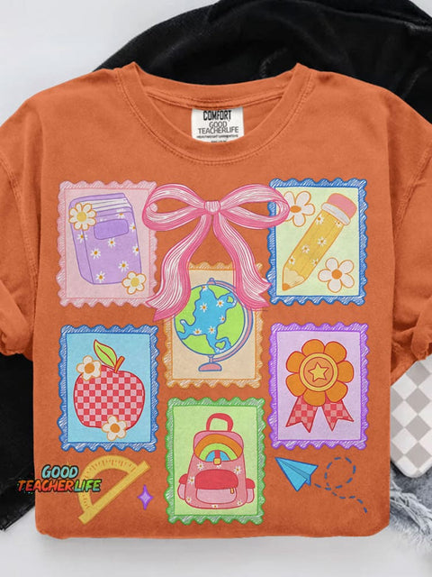 Back To School Coquette Casual Print T-shirt
