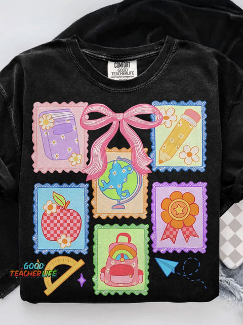Back To School Coquette Casual Print T-shirt