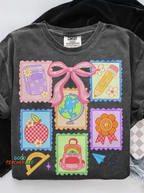 Back To School Coquette Casual Print T-shirt