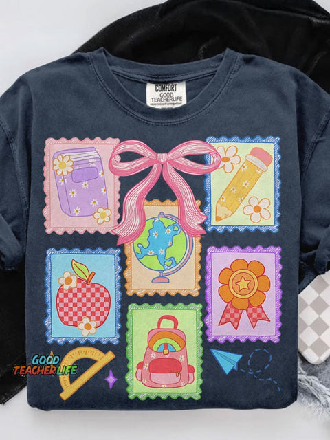 Back To School Coquette Casual Print T-shirt
