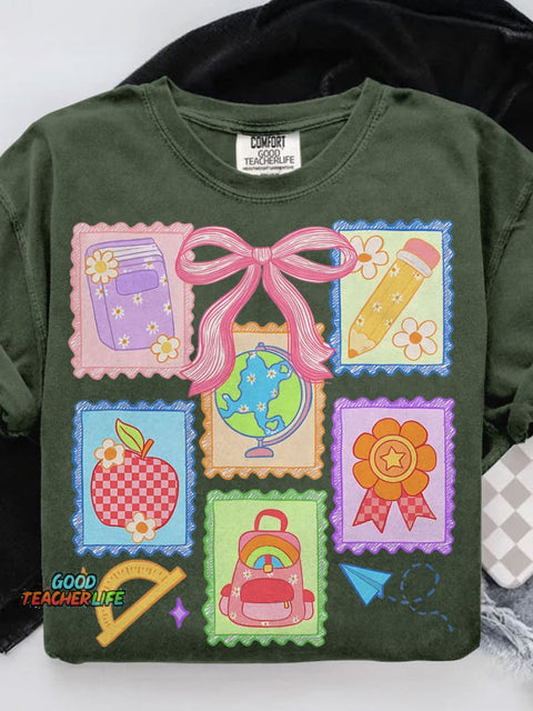 Back To School Coquette Casual Print T-shirt