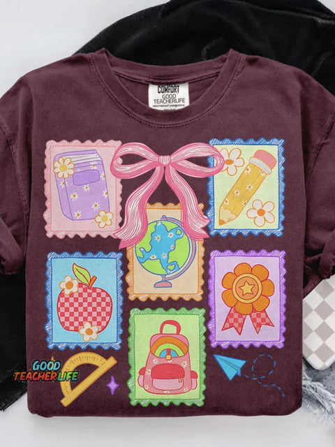 Back To School Coquette Casual Print T-shirt