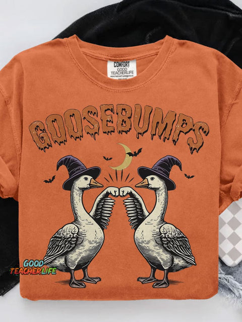 Halloween Fal Autumn Cute Funny Goose Kid Child Casual Print T-shirt