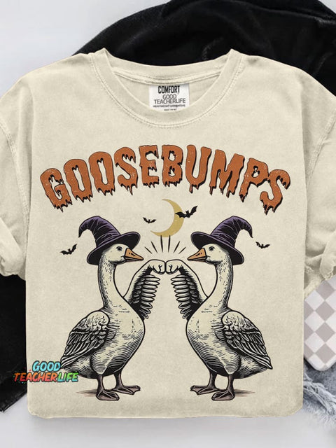 Halloween Fal Autumn Cute Funny Goose Kid Child Casual Print T-shirt
