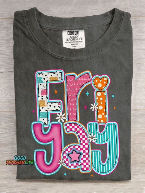 Happy Funny Friday Weekend Casual Print T-shirt