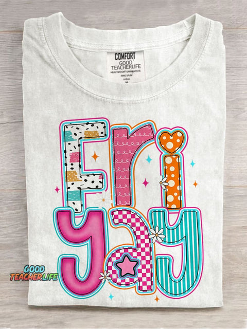 Happy Funny Friday Weekend Casual Print T-shirt