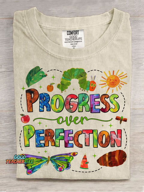 Progress Over Perfection Special Education Teacher Casual Print T-shirt