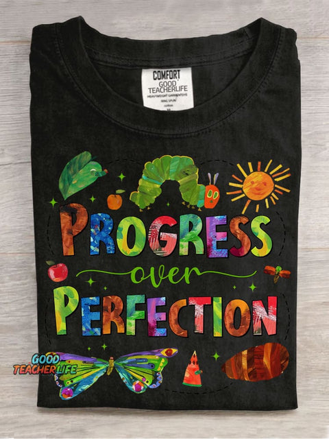 Progress Over Perfection Special Education Teacher Casual Print T-shirt