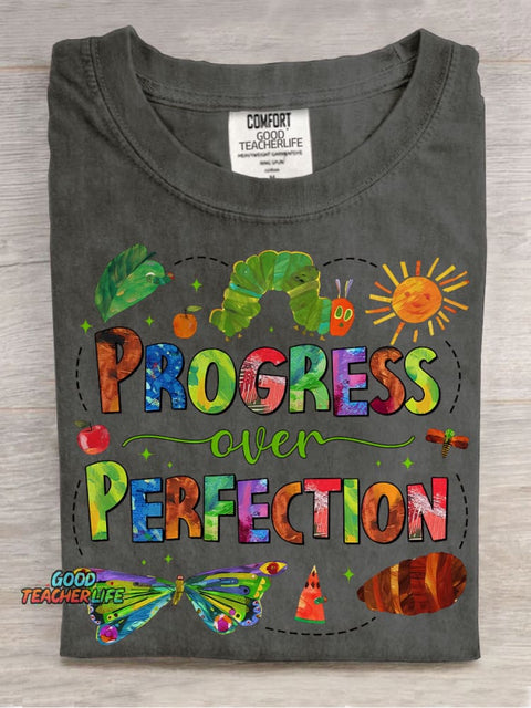 Progress Over Perfection Special Education Teacher Casual Print T-shirt