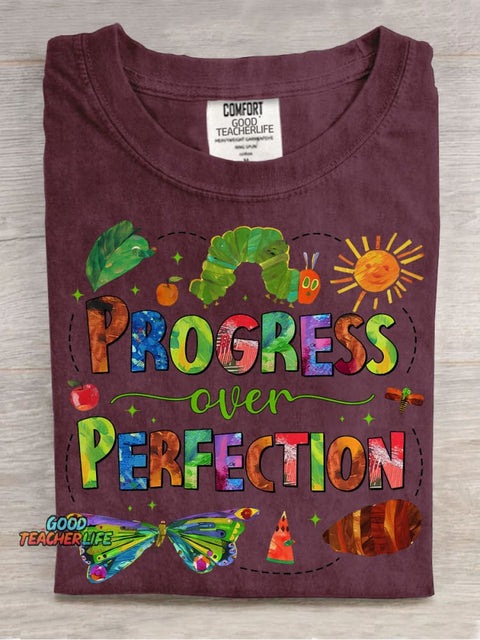 Progress Over Perfection Special Education Teacher Casual Print T-shirt