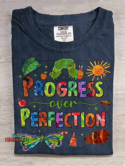 Progress Over Perfection Special Education Teacher Casual Print T-shirt