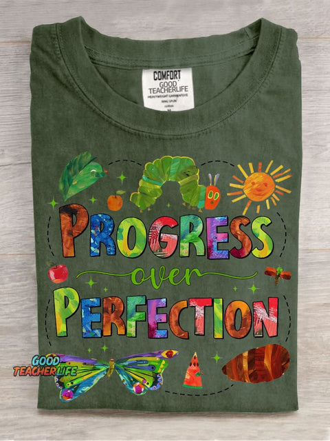 Progress Over Perfection Special Education Teacher Casual Print T-shirt