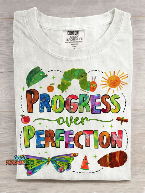 Progress Over Perfection Special Education Teacher Casual Print T-shirt