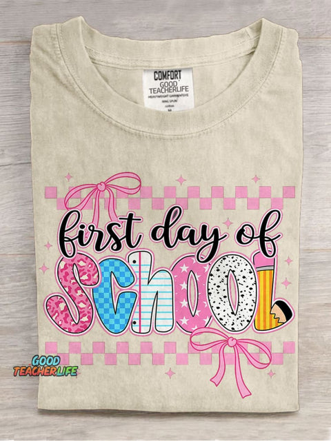 Coquette First Day Of School Casual Print T-shirt